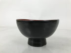 Japanese Lacquered Wooden Lidded Bowl Owan Vtg Rice Soup Dish Black Red LB129