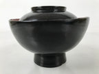 Japanese Lacquered Wooden Lidded Bowl Owan Vtg Rice Soup Dish Black Red LB129