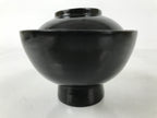 Japanese Lacquered Wooden Lidded Bowl Owan Vtg Rice Soup Dish Black Red LB130