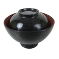 Japanese Lacquered Wooden Lidded Bowl Owan Vtg Rice Soup Dish Black Red LB130