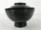 Japanese Lacquered Wooden Lidded Bowl Owan Vtg Rice Soup Dish Black Red LB131