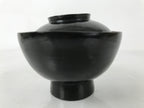 Japanese Lacquered Wooden Lidded Bowl Owan Vtg Rice Soup Dish Black Red LB131