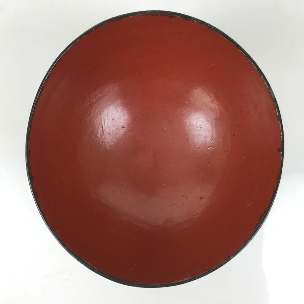 Japanese Lacquered Wooden Lidded Bowl Owan Vtg Rice Soup Dish Black Red LB131