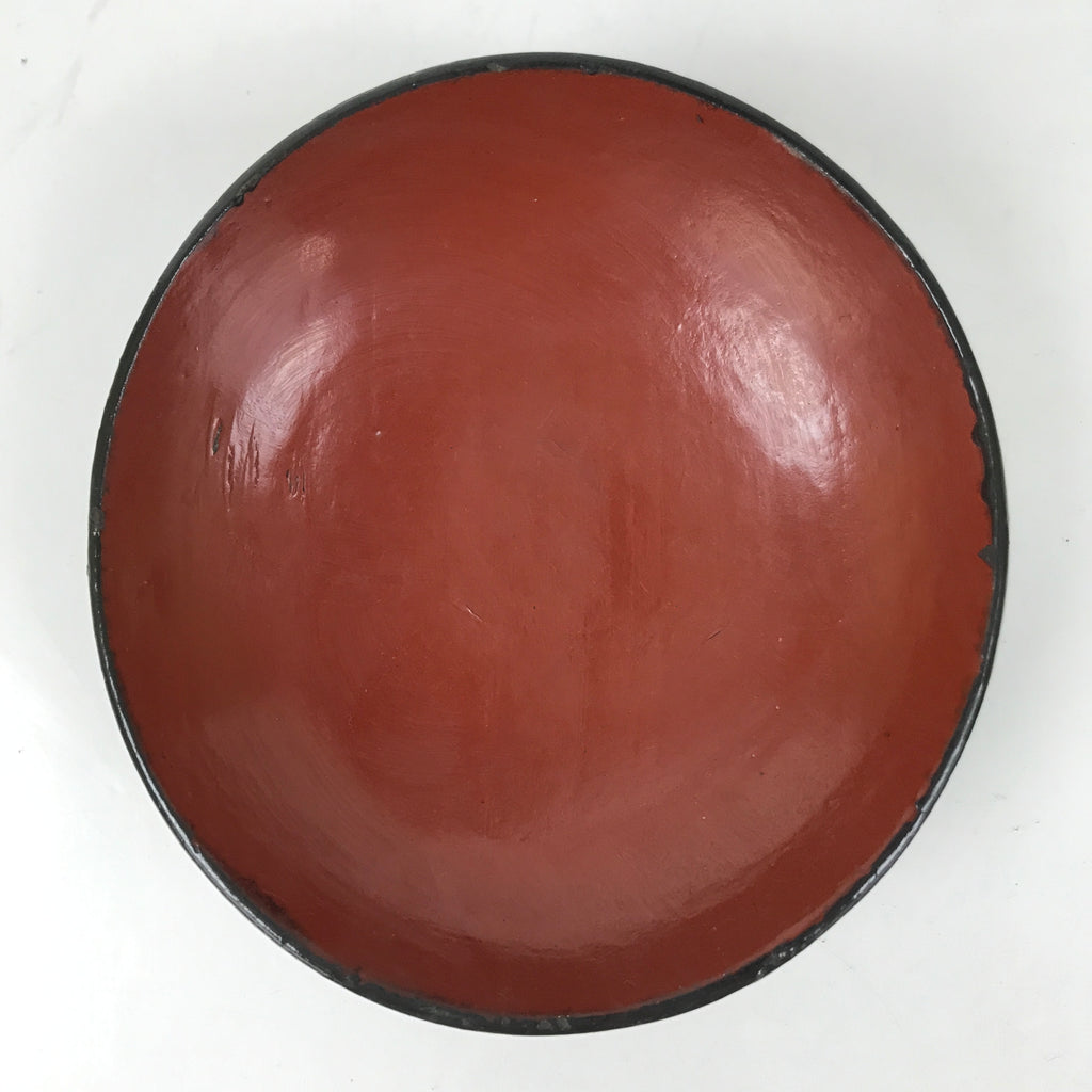 Japanese Lacquered Wooden Lidded Bowl Owan Vtg Rice Soup Dish Black Red LB131