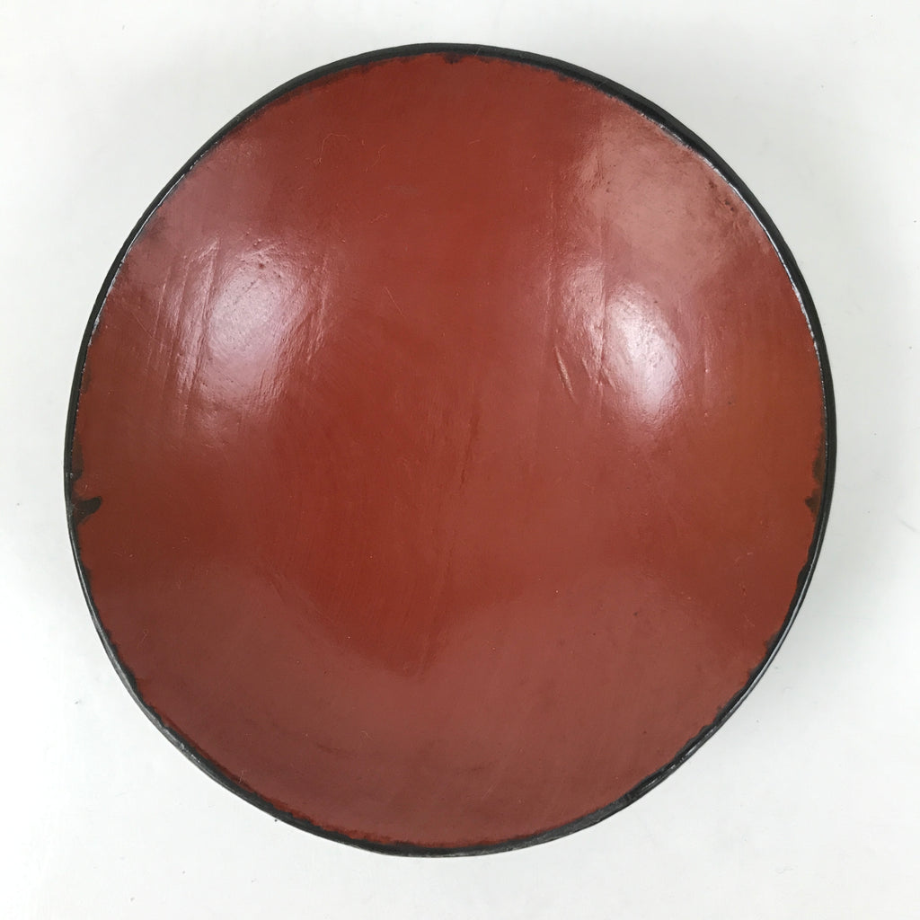 Japanese Lacquered Wooden Lidded Bowl Owan Vtg Rice Soup Dish Black Red LB132