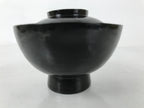 Japanese Lacquered Wooden Lidded Bowl Owan Vtg Rice Soup Dish Black Red LB132