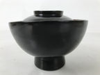 Japanese Lacquered Wooden Lidded Bowl Owan Vtg Rice Soup Dish Black Red LB132