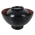 Japanese Lacquered Wooden Lidded Bowl Owan Vtg Rice Soup Dish Black Red LB132