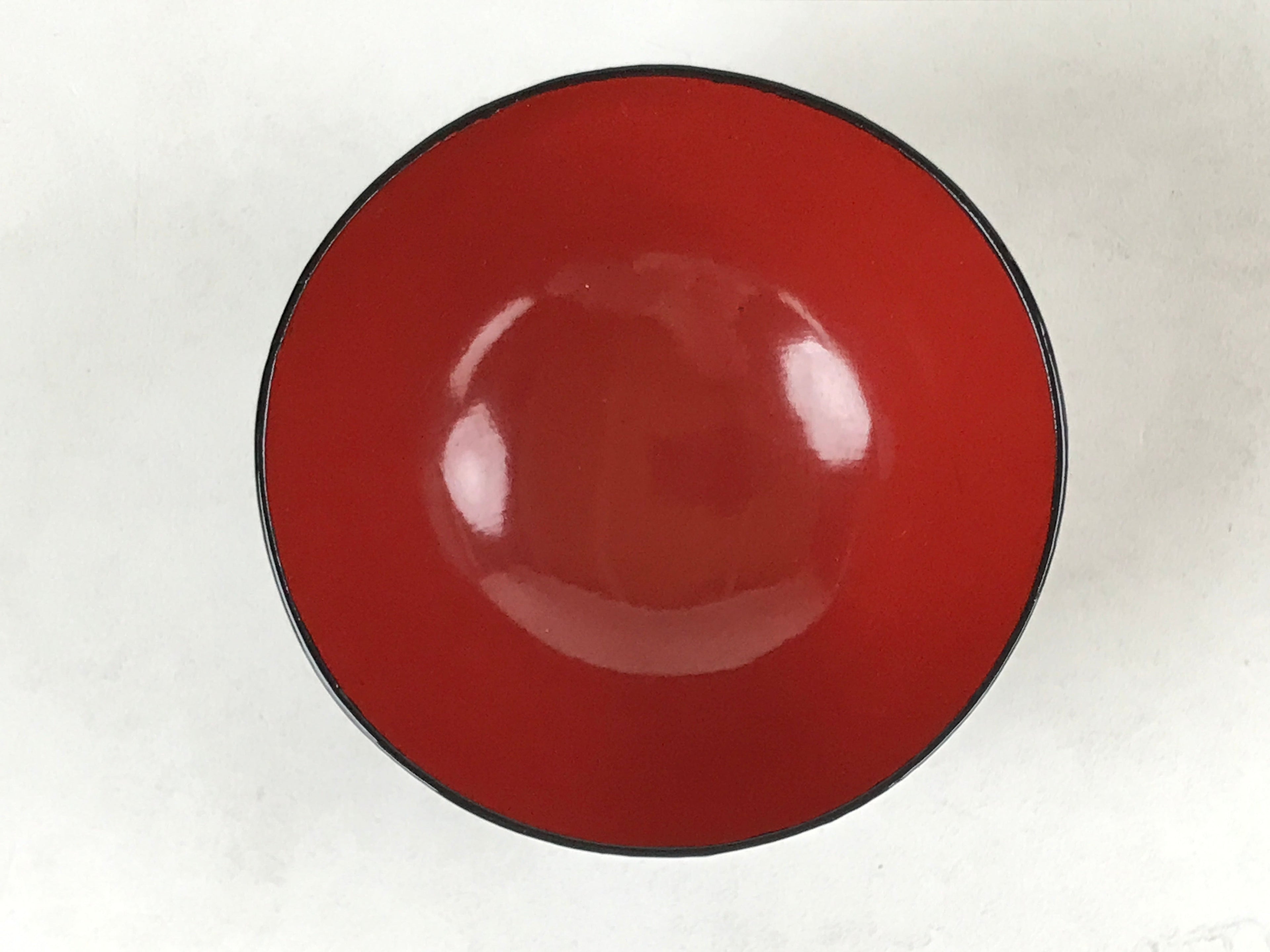 Japanese Lacquered Wooden Lidded Bowl Owan Vtg Rice Soup Dish Red Black LB100