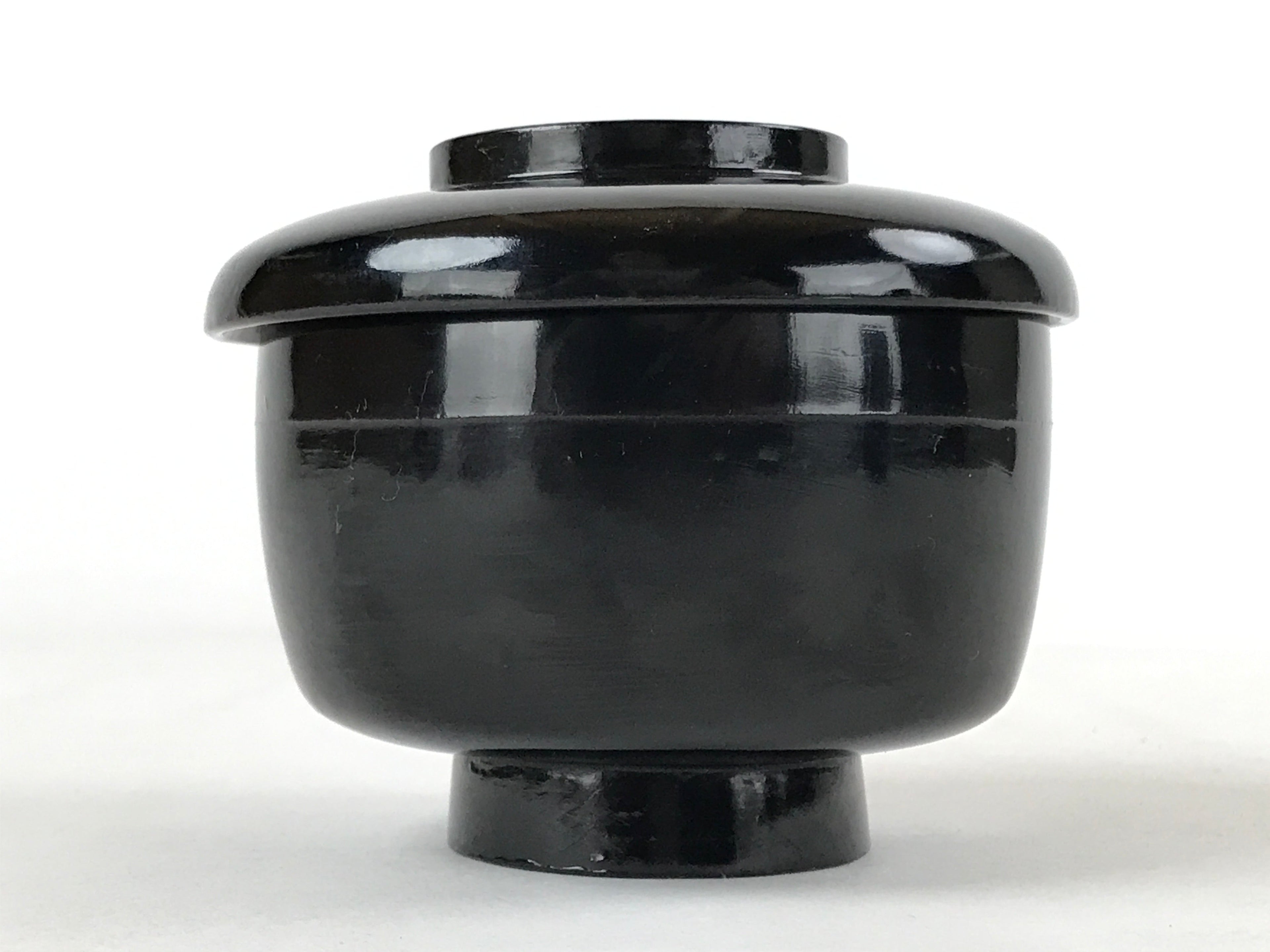 Japanese Lacquered Wooden Lidded Bowl Owan Vtg Rice Soup Dish Red Black LB100
