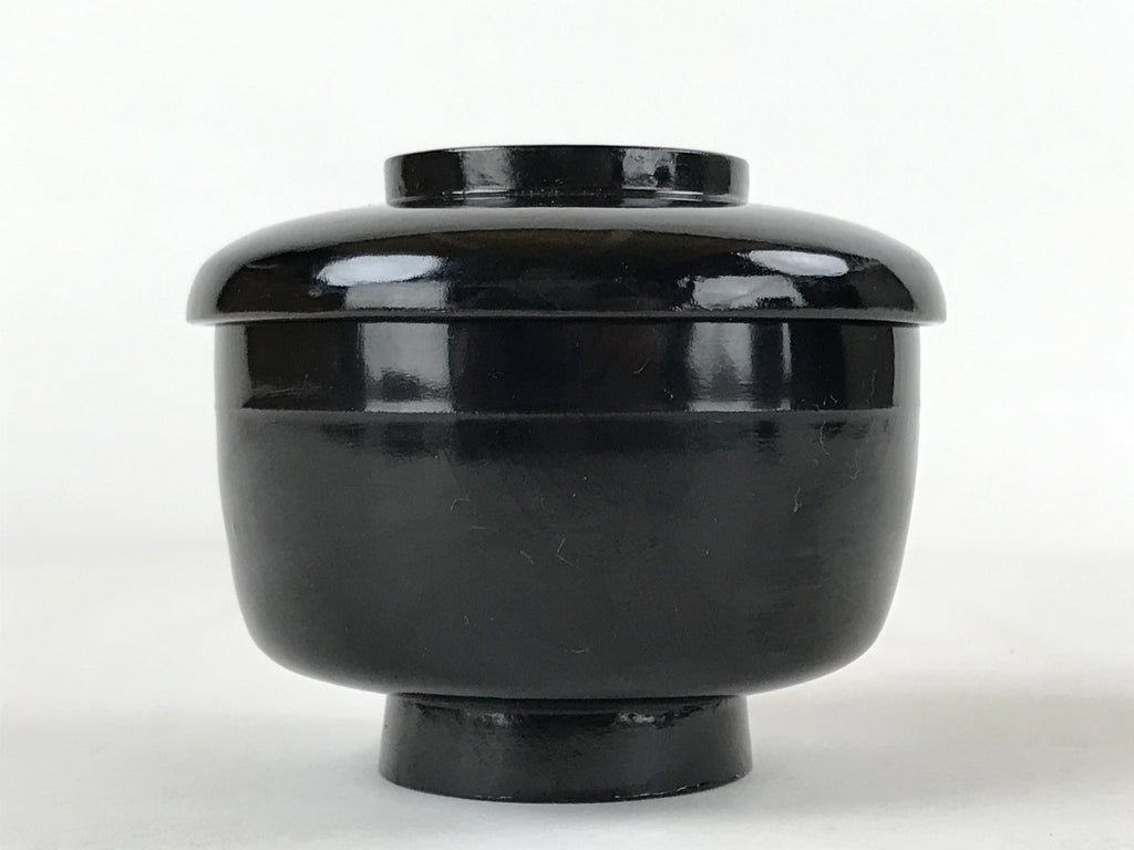 Japanese Lacquered Wooden Lidded Bowl Owan Vtg Rice Soup Dish Red Black LB100