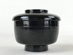 Japanese Lacquered Wooden Lidded Bowl Owan Vtg Rice Soup Dish Red Black LB100