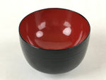 Japanese Lacquered Wooden Lidded Bowl Owan Vtg Rice Soup Dish Red Black LB100