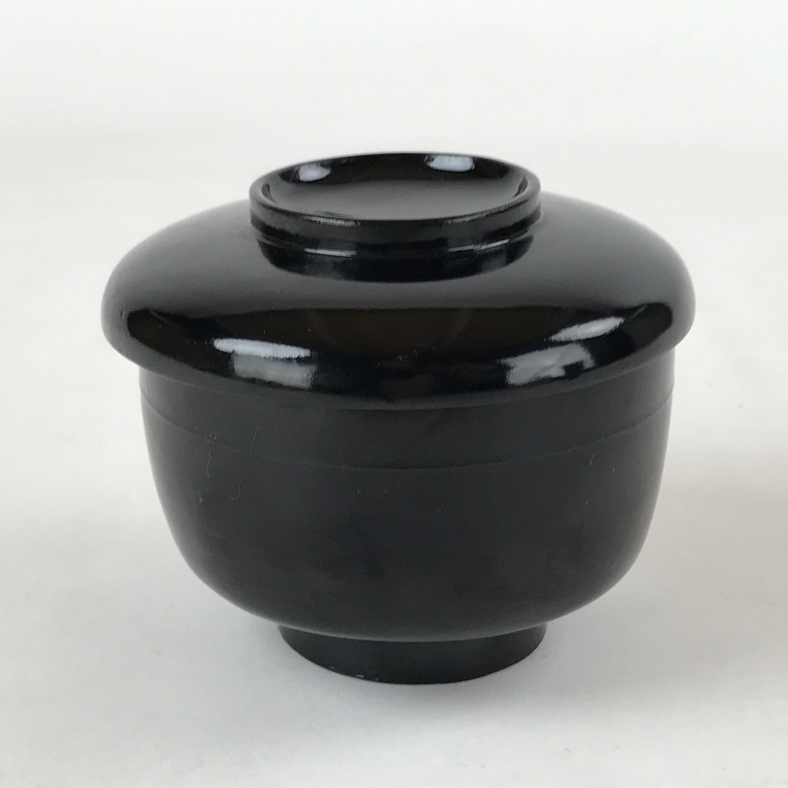 Japanese Lacquered Wooden Lidded Bowl Owan Vtg Rice Soup Dish Red Black LB100