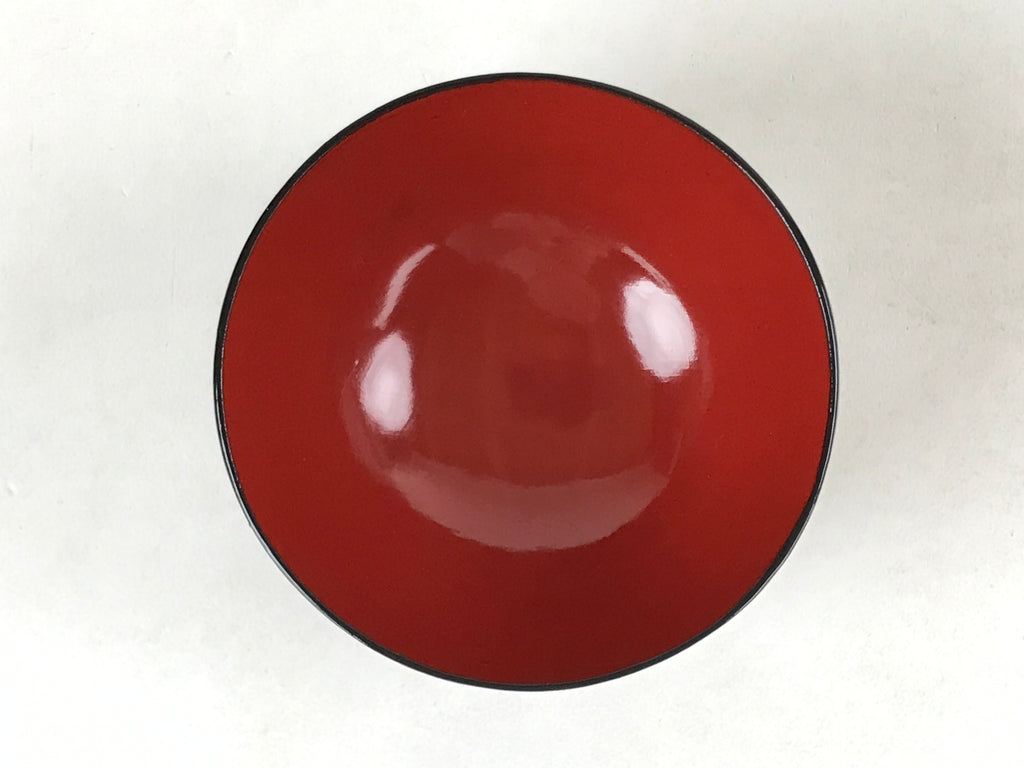 Japanese Lacquered Wooden Lidded Bowl Owan Vtg Rice Soup Dish Red Black LB101