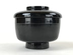 Japanese Lacquered Wooden Lidded Bowl Owan Vtg Rice Soup Dish Red Black LB101