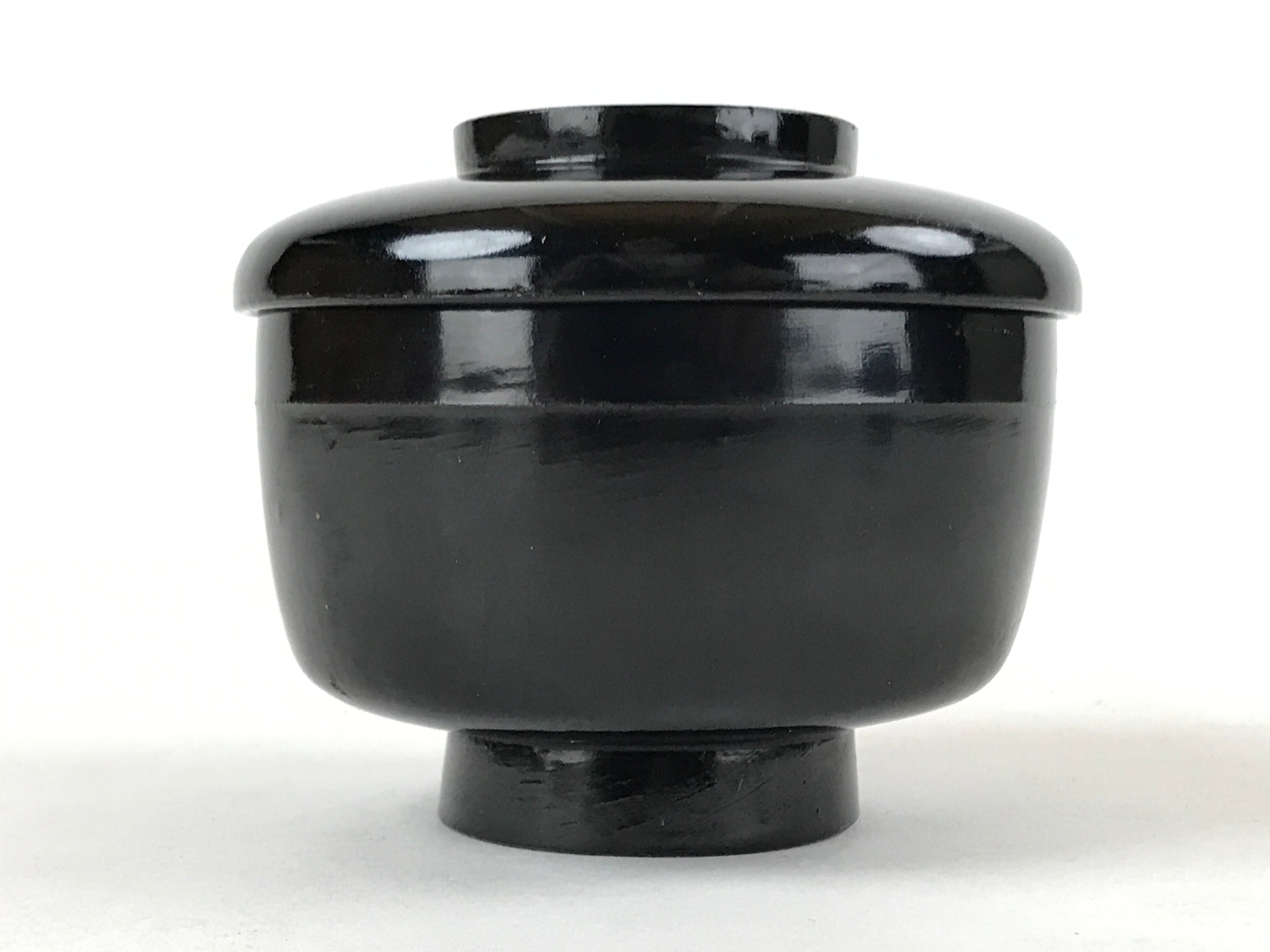 Japanese Lacquered Wooden Lidded Bowl Owan Vtg Rice Soup Dish Red Black LB101