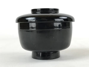 Japanese Lacquered Wooden Lidded Bowl Owan Vtg Rice Soup Dish Red Black LB101