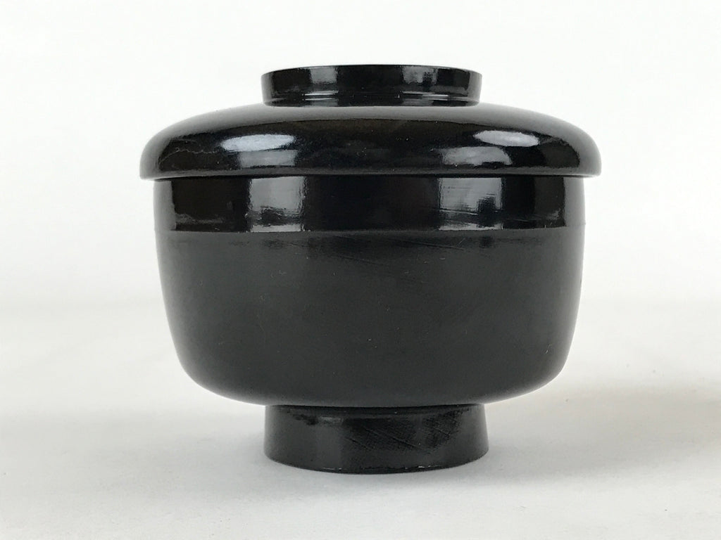 Japanese Lacquered Wooden Lidded Bowl Owan Vtg Rice Soup Dish Red Black LB101