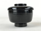 Japanese Lacquered Wooden Lidded Bowl Owan Vtg Rice Soup Dish Red Black LB101
