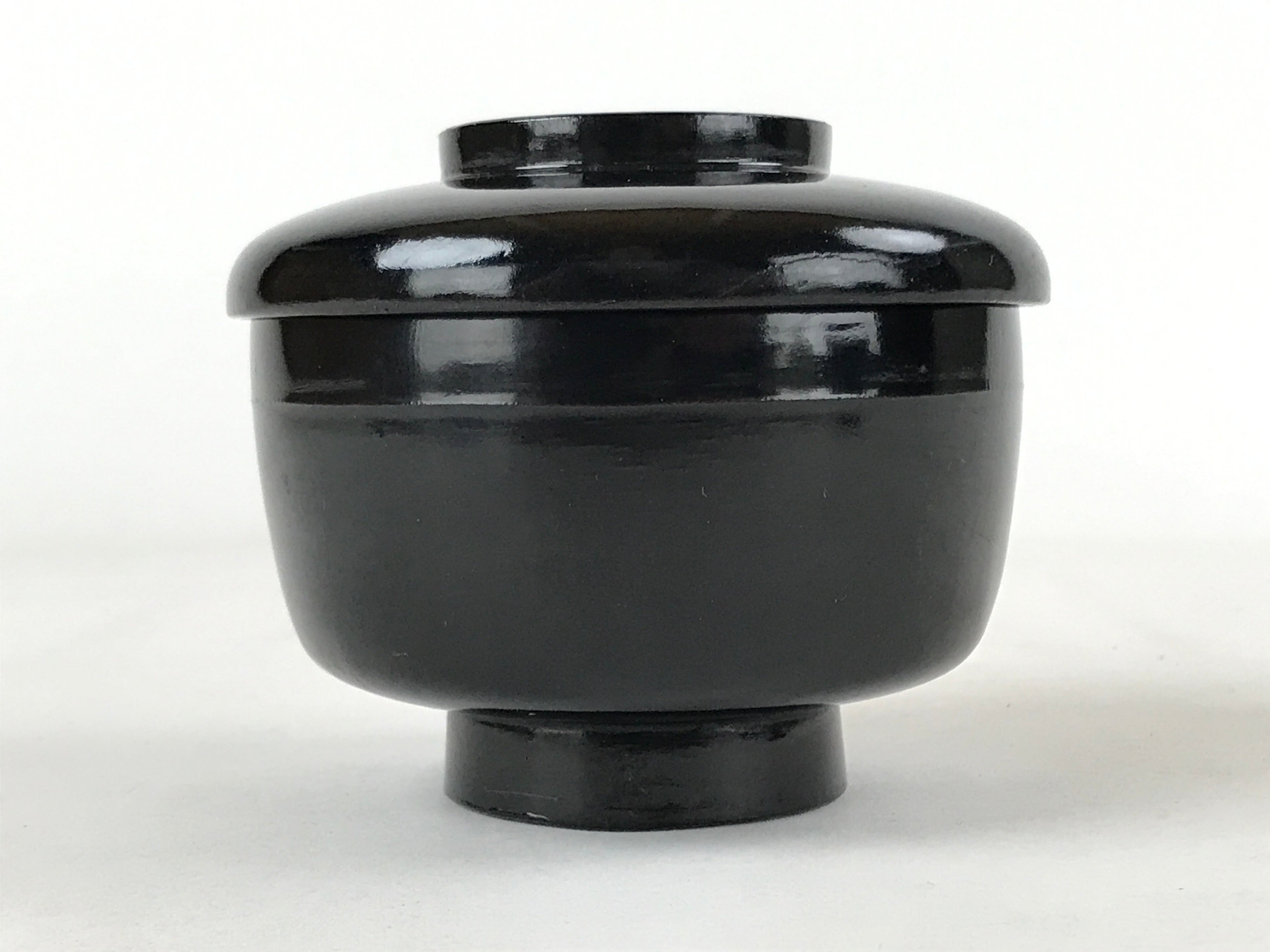 Japanese Lacquered Wooden Lidded Bowl Owan Vtg Rice Soup Dish Red Black LB101