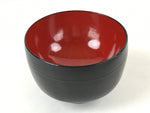 Japanese Lacquered Wooden Lidded Bowl Owan Vtg Rice Soup Dish Red Black LB101