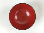 Japanese Lacquered Wooden Lidded Bowl Owan Vtg Rice Soup Dish Red Black LB102