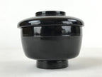 Japanese Lacquered Wooden Lidded Bowl Owan Vtg Rice Soup Dish Red Black LB102