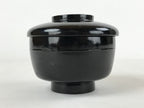 Japanese Lacquered Wooden Lidded Bowl Owan Vtg Rice Soup Dish Red Black LB102