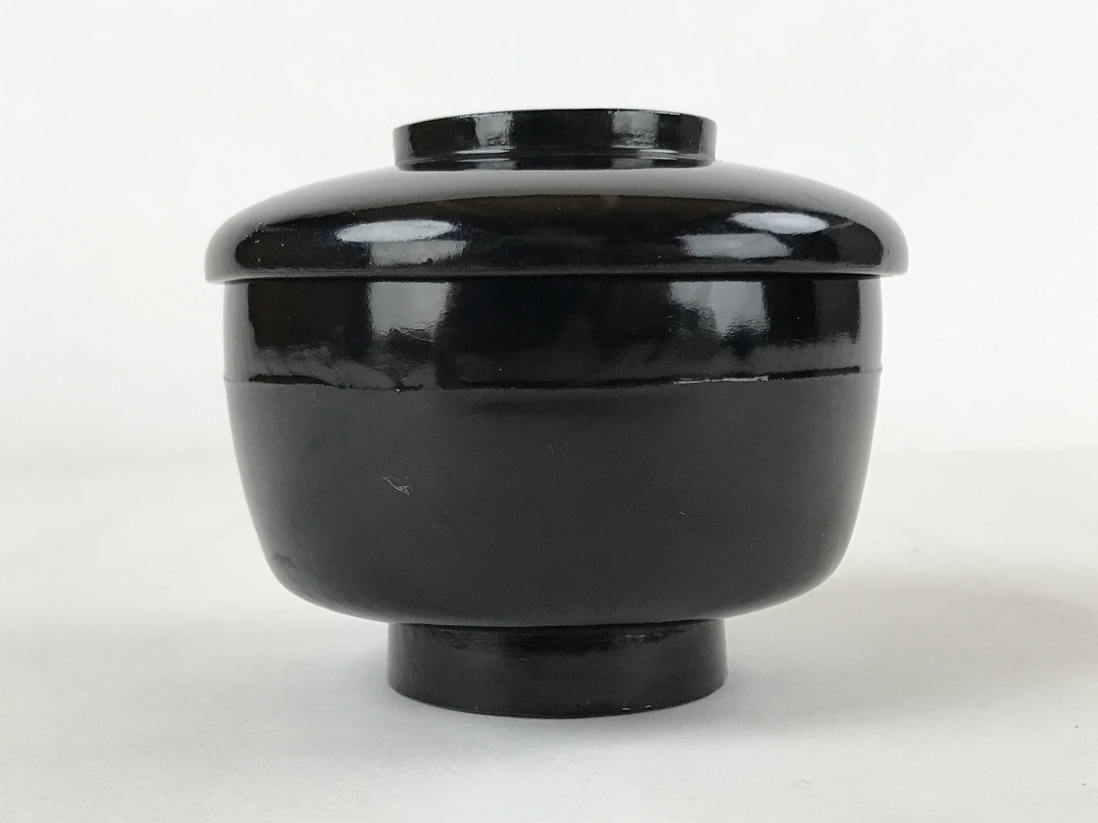Japanese Lacquered Wooden Lidded Bowl Owan Vtg Rice Soup Dish Red Black LB102