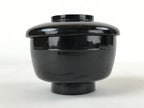 Japanese Lacquered Wooden Lidded Bowl Owan Vtg Rice Soup Dish Red Black LB102