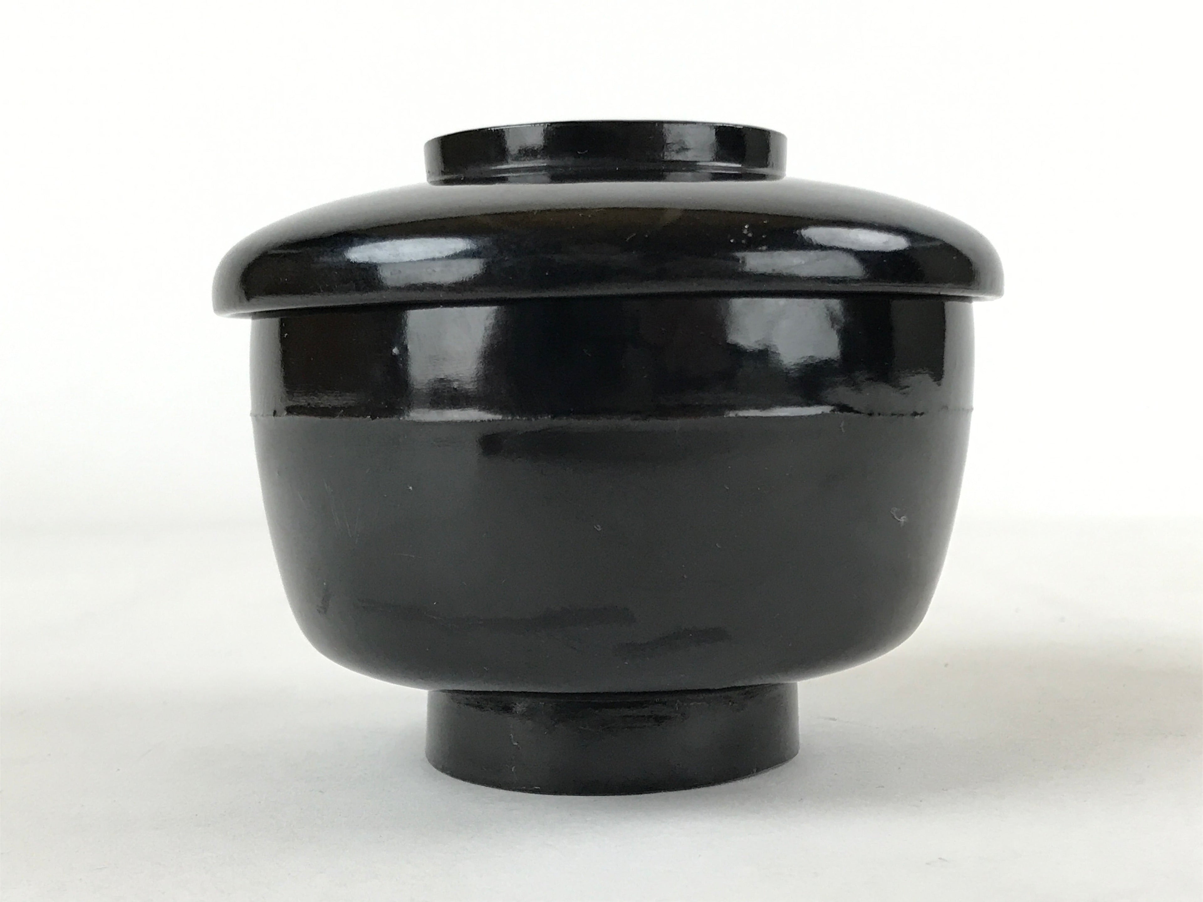 Japanese Lacquered Wooden Lidded Bowl Owan Vtg Rice Soup Dish Red Black LB102