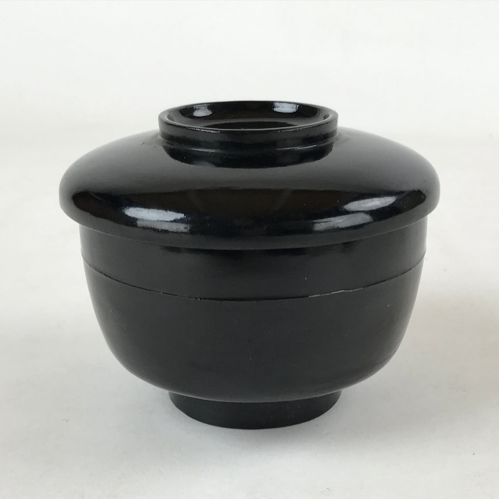 Japanese Lacquered Wooden Lidded Bowl Owan Vtg Rice Soup Dish Red Black LB102