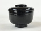 Japanese Lacquered Wooden Lidded Bowl Owan Vtg Rice Soup Dish Red Black LB103