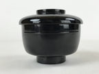 Japanese Lacquered Wooden Lidded Bowl Owan Vtg Rice Soup Dish Red Black LB103