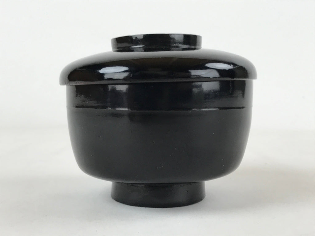 Japanese Lacquered Wooden Lidded Bowl Owan Vtg Rice Soup Dish Red Black LB103