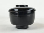 Japanese Lacquered Wooden Lidded Bowl Owan Vtg Rice Soup Dish Red Black LB103