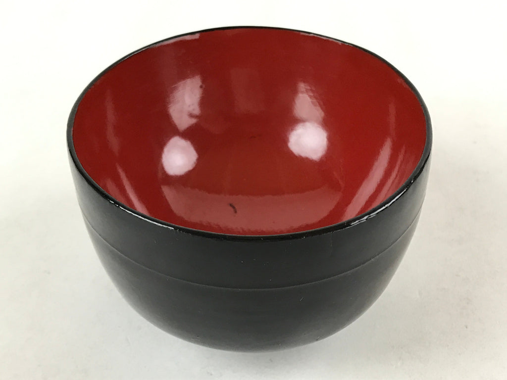 Japanese Lacquered Wooden Lidded Bowl Owan Vtg Rice Soup Dish Red Black LB103