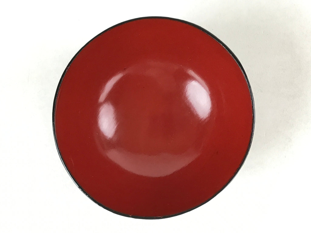 Japanese Lacquered Wooden Lidded Bowl Owan Vtg Rice Soup Dish Red Black LB104