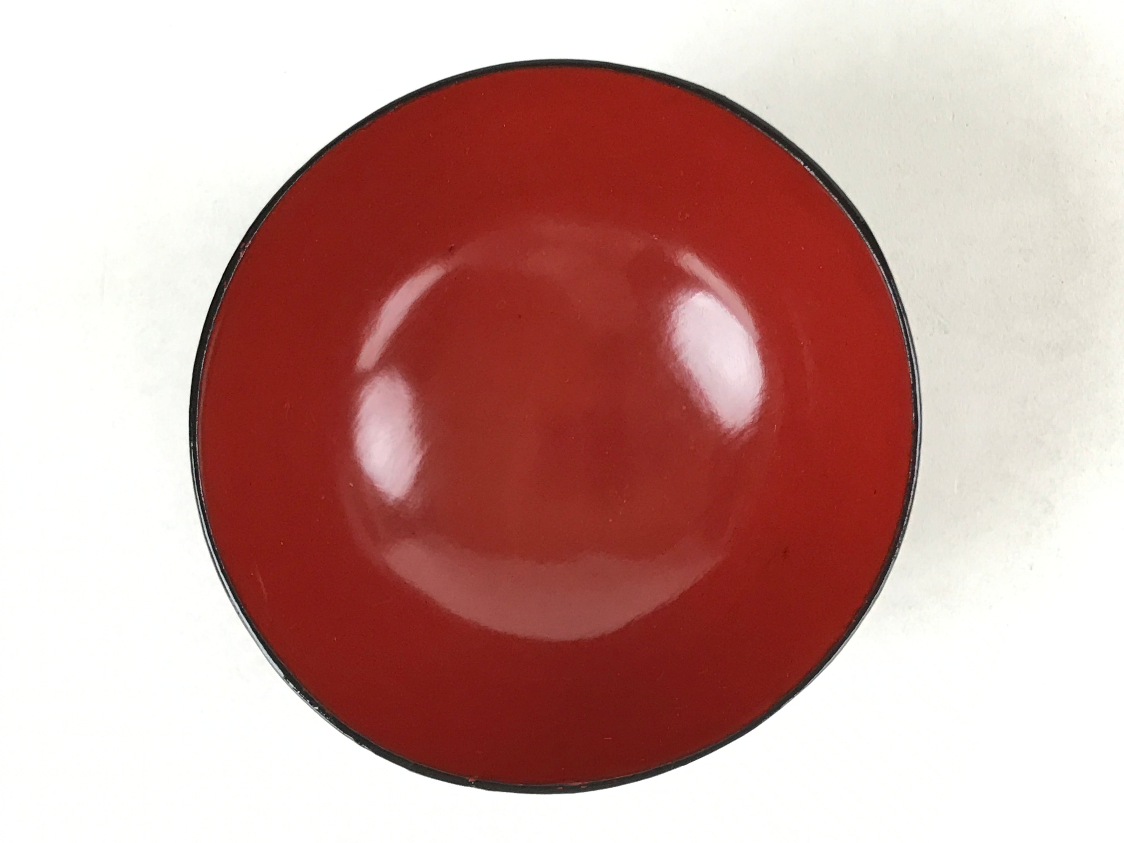 Japanese Lacquered Wooden Lidded Bowl Owan Vtg Rice Soup Dish Red Black LB104