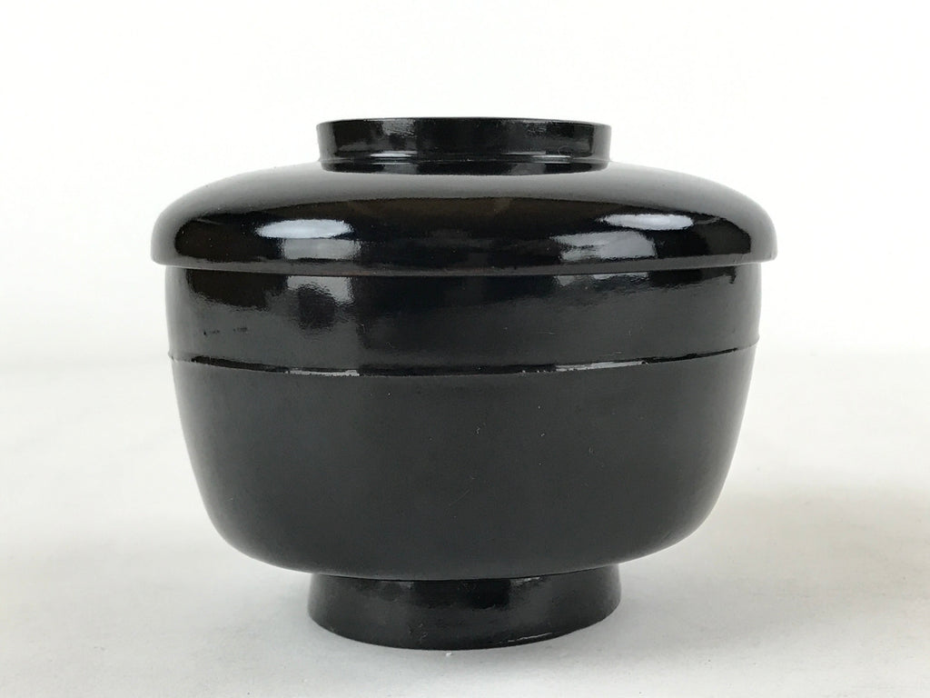 Japanese Lacquered Wooden Lidded Bowl Owan Vtg Rice Soup Dish Red Black LB104
