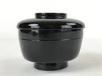 Japanese Lacquered Wooden Lidded Bowl Owan Vtg Rice Soup Dish Red Black LB104