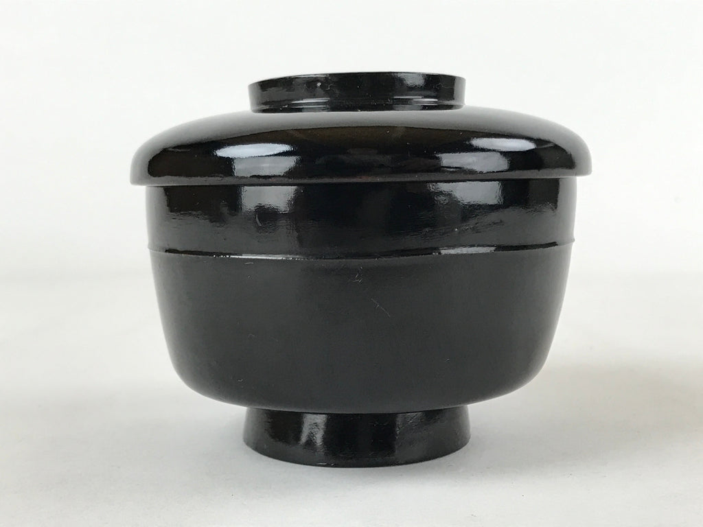 Japanese Lacquered Wooden Lidded Bowl Owan Vtg Rice Soup Dish Red Black LB104