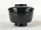 Japanese Lacquered Wooden Lidded Bowl Owan Vtg Rice Soup Dish Red Black LB104