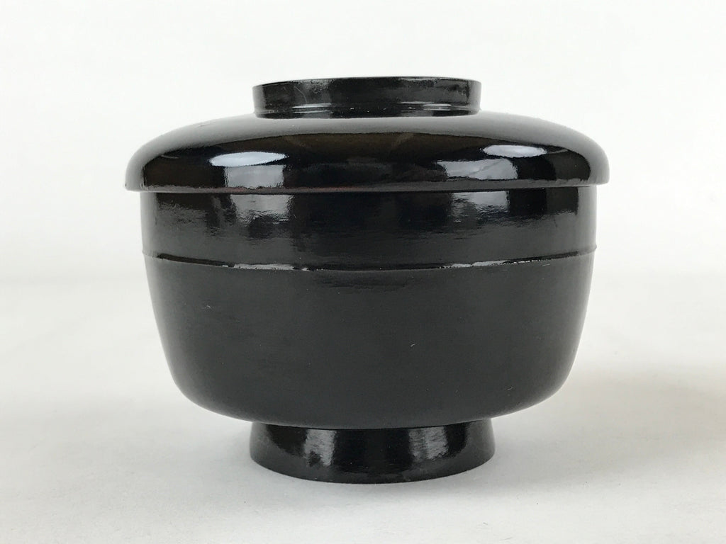 Japanese Lacquered Wooden Lidded Bowl Owan Vtg Rice Soup Dish Red Black LB104