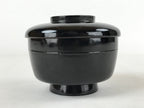 Japanese Lacquered Wooden Lidded Bowl Owan Vtg Rice Soup Dish Red Black LB104
