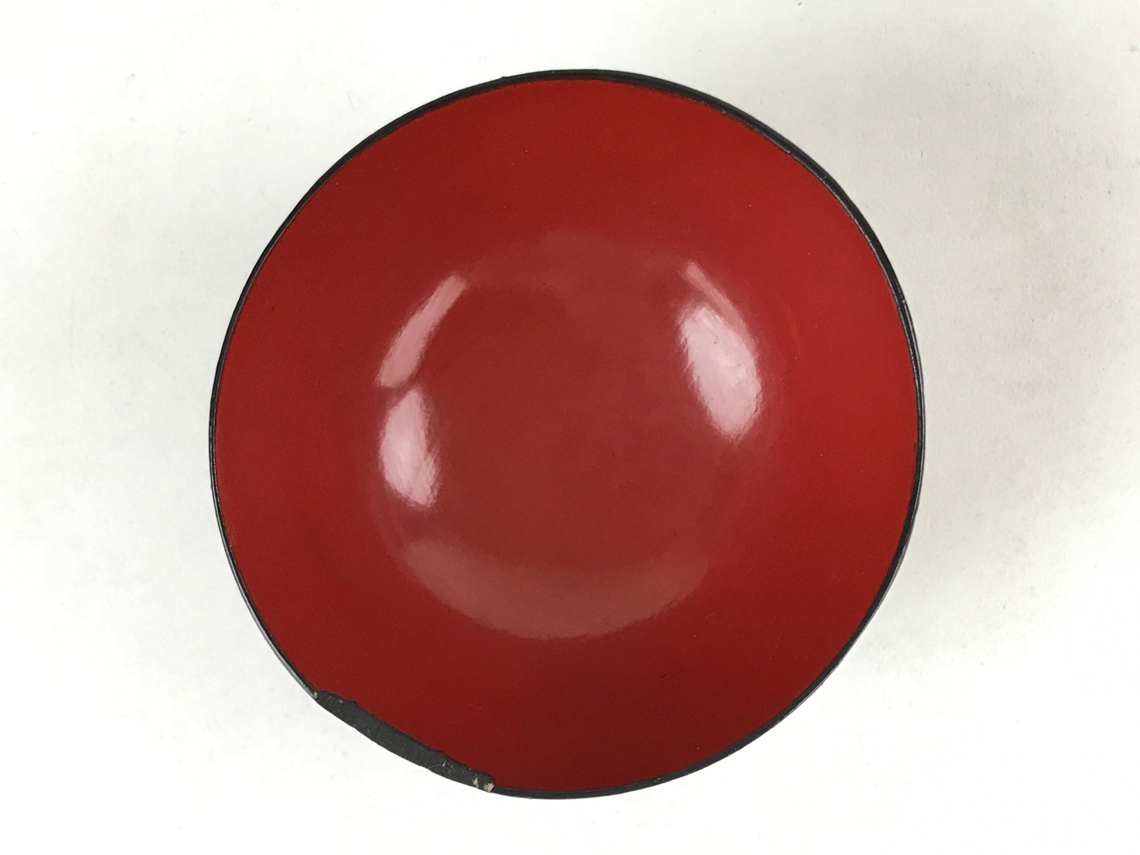 Japanese Lacquered Wooden Lidded Bowl Owan Vtg Rice Soup Dish Red Black LB105