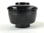 Japanese Lacquered Wooden Lidded Bowl Owan Vtg Rice Soup Dish Red Black LB105