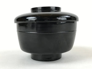 Japanese Lacquered Wooden Lidded Bowl Owan Vtg Rice Soup Dish Red Black LB105