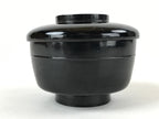 Japanese Lacquered Wooden Lidded Bowl Owan Vtg Rice Soup Dish Red Black LB105